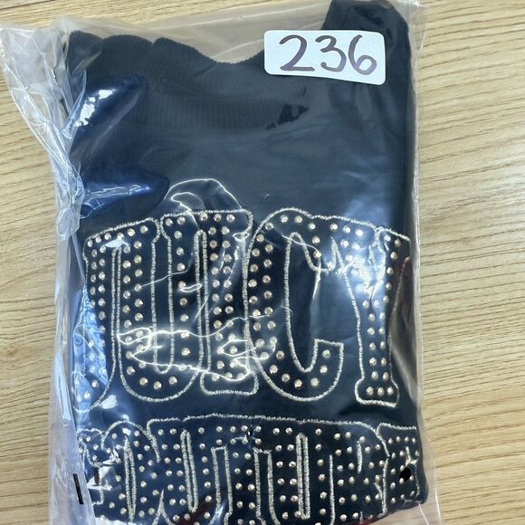 Juicy Couture Sweatshirt Girls Size 6 Black Velour Sweater Ribbon Embellished - Picture 9 of 9